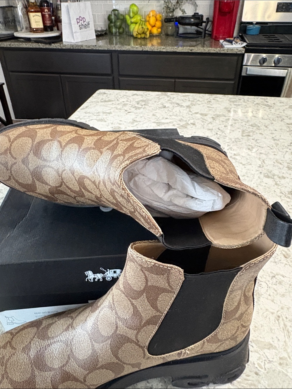 Coach Brown Signature Chelsea Lug Sole Booties - Picture 3 of 5